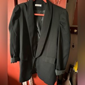 Black ruffle shoulder blazer xxl